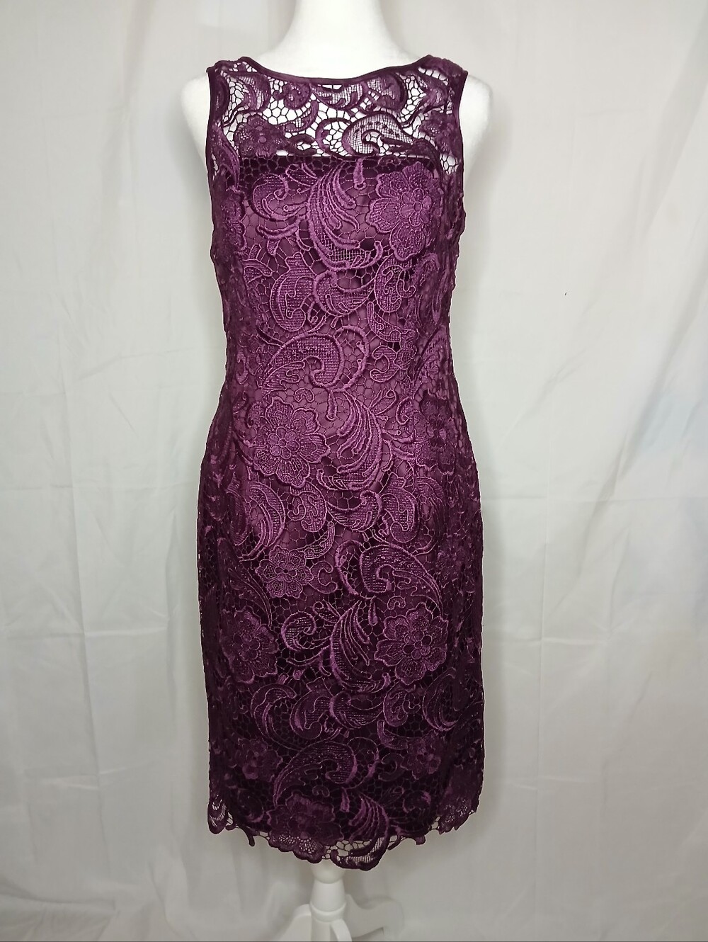 Elegant Plum Lace Sheath Dress